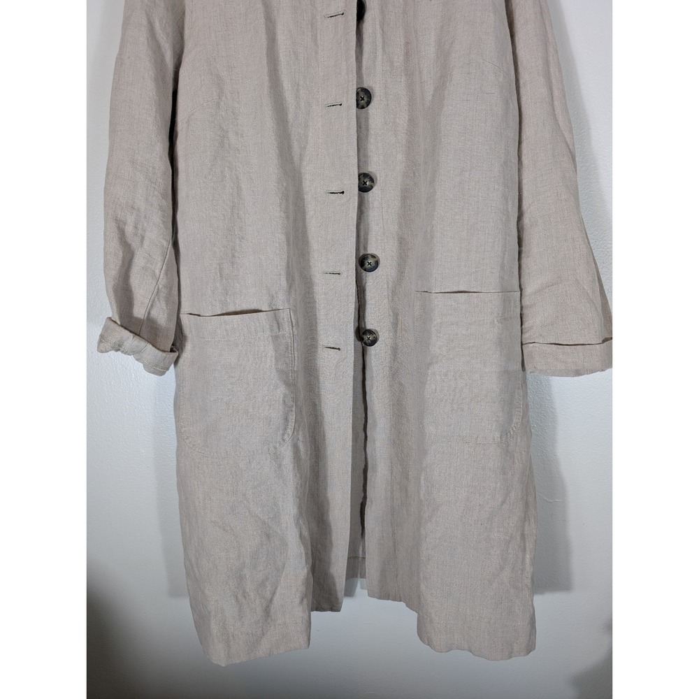 J. Jill Lightweight Linen Long Sleeve Coat in Beige Size XL Unlined - Picture 2 of 10